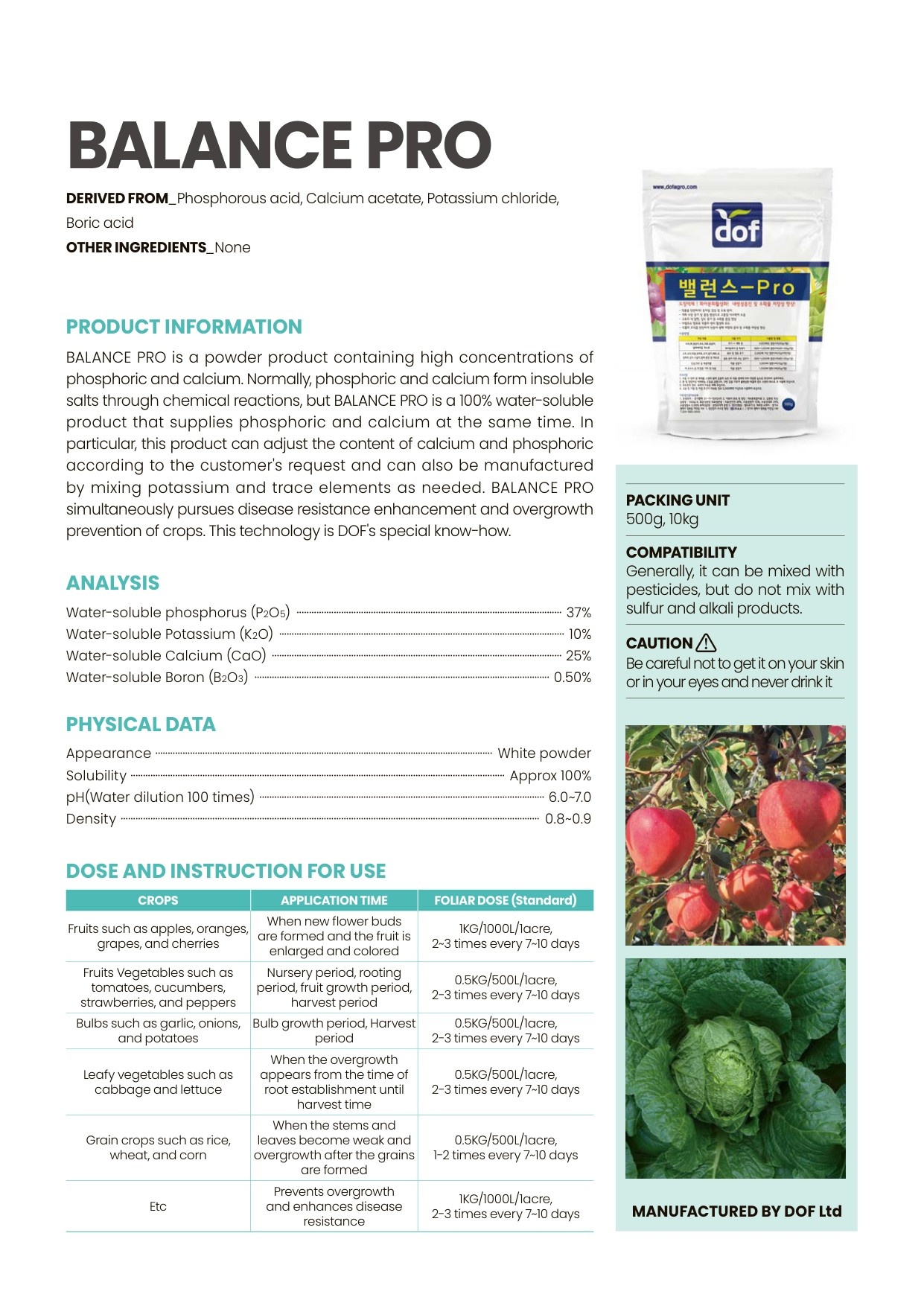 BALANCE PRO Catalog Sheet